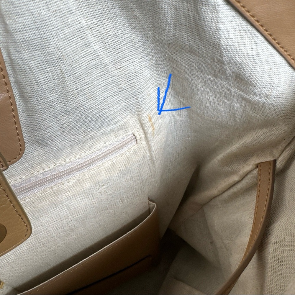 NWOT Vince Camuto Afina Leather‎ Tote Tan With Bag Charm Double Handle Large - Picture 15 of 16